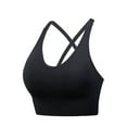 thumbnail image 6 of Bxsruta Sports Bras for Women Criss-Cross Back Padded Workout Tank Tops Medium Support Crop Tops for Women Black M, 6 of 6