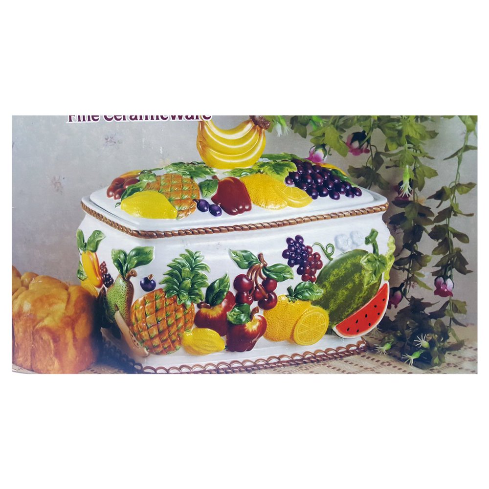 Fruit Paradise Hand Painted Fine Ceramicware Bread Box