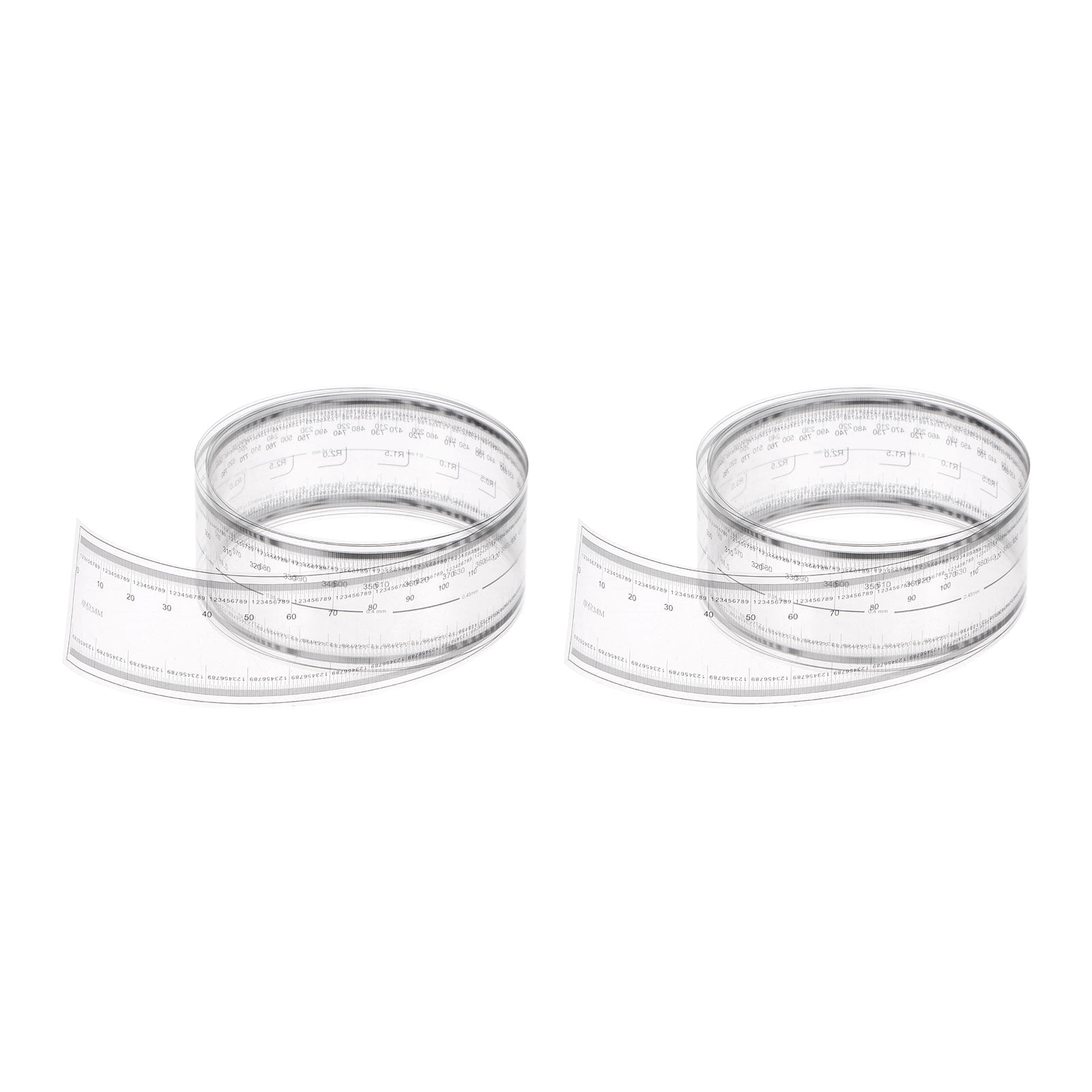 Regla Flexible Plegable De 10 Cm - Escala 0,1 Mm, Con ángulo R Y Líneas De Ancho, Material PET Transparente - Pack De 2 Unidades