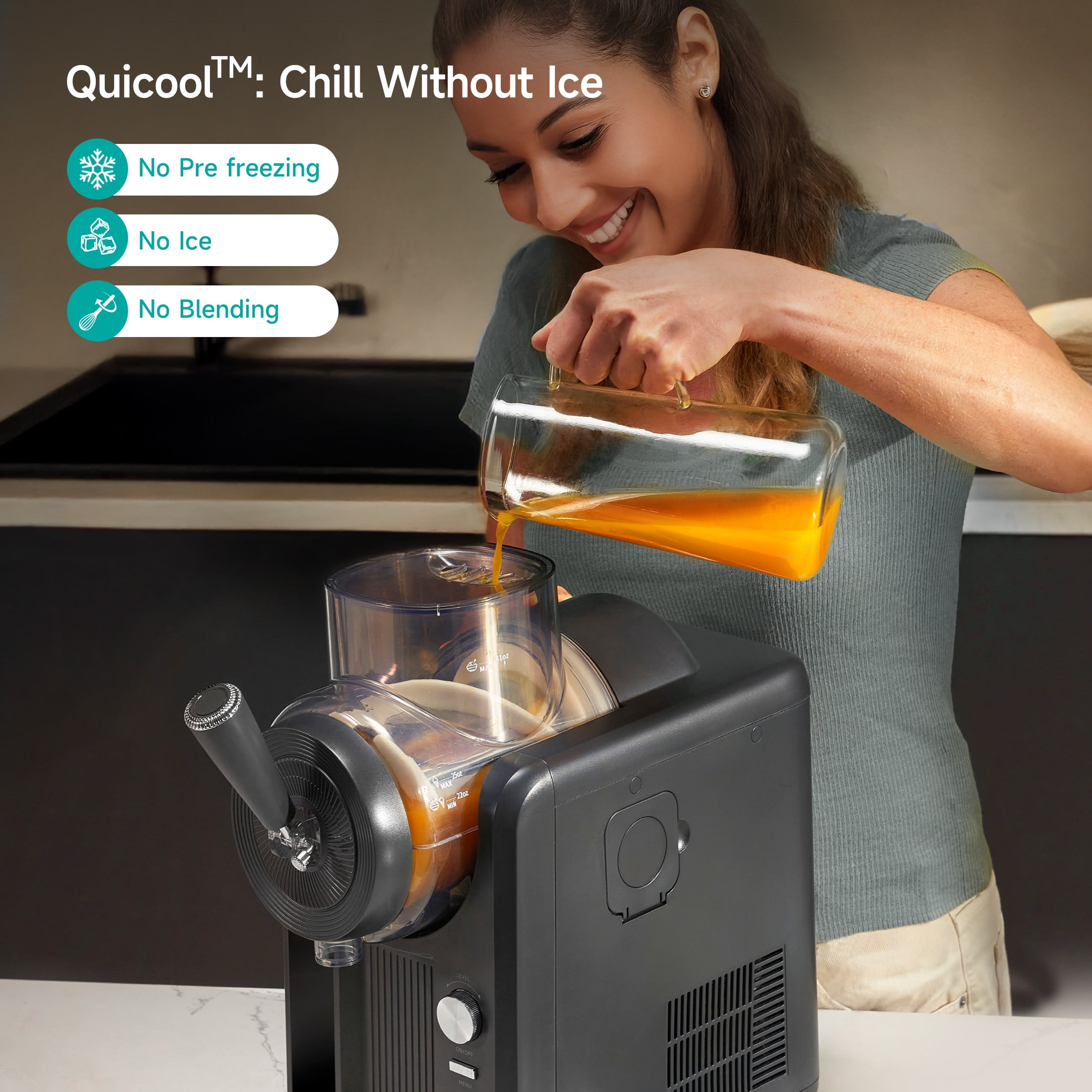 HiCOZY Slushie Machine & Ice Cream Maker, Frozen Drink Maker for Home, Milk Shake Maker, No Ice Needed, Self-Cleaning | Ice Cream, Frozen Margaritas, Frappés, Milkshake, Cold Drink, Black, for Gift