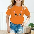 thumbnail image 2 of Shirts Girls Kid Cute Graphic Round Neck Short Sleeve Tee Summer Comfort T Shirt Girls' Tops, Tees Orange 3 Years-4 Years, 2 of 5