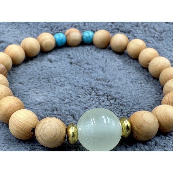 kiki home Genuine Natural Wood Jewelry Thuja bracelet with Luminous stone