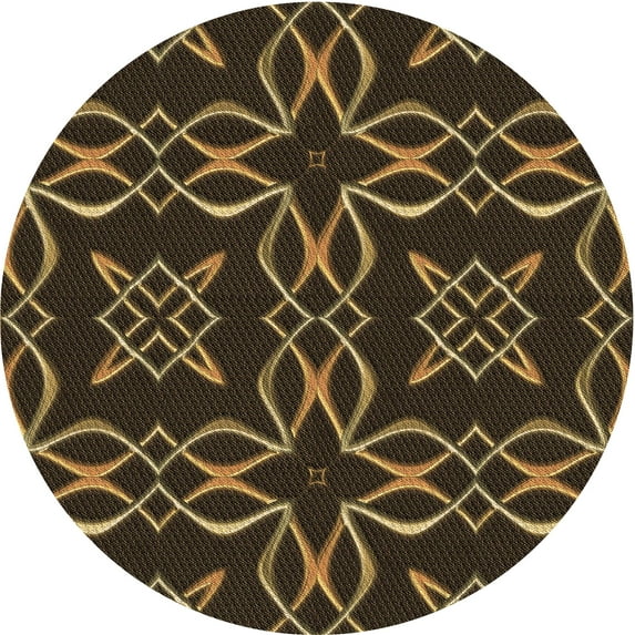 Ahgly Company Indoor Round Patterned Midnight Gray Area Rugs, 6' Round