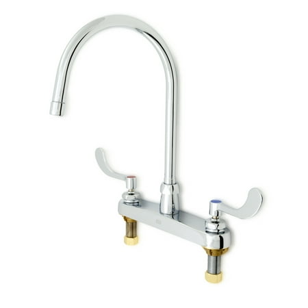 AquaSpec® Deck-Mount Gooseneck Faucet with 2.2 gpm Pressure-Compensating Aerator, 8” Spout, 4" Wrist Blade Handles