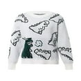 thumbnail image 4 of AMERTEER Hauts Décontractés en Tricot pour Femmes Imprimé Dinosaure Col Rond Manches Longues Chandail Décontracté pour Printemps Automne, 4 of 6
