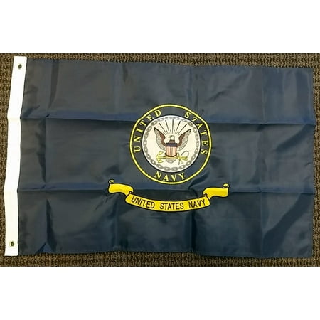 Left Side Banner - United States Navy Double Sided Nylon Embroidered 2x3 Foot Flag Banner US USA