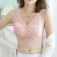 thumbnail image 4 of Cotton Bralettes for Women Fashion Lace Backless Solid Strap Wrap Hollow Out Bra Underwear V-Neck Lightly Lined Bra Feature Hook and Eye Closure T-Shirt Bra Style Y-17 , Pink-a One Size, 4 of 5