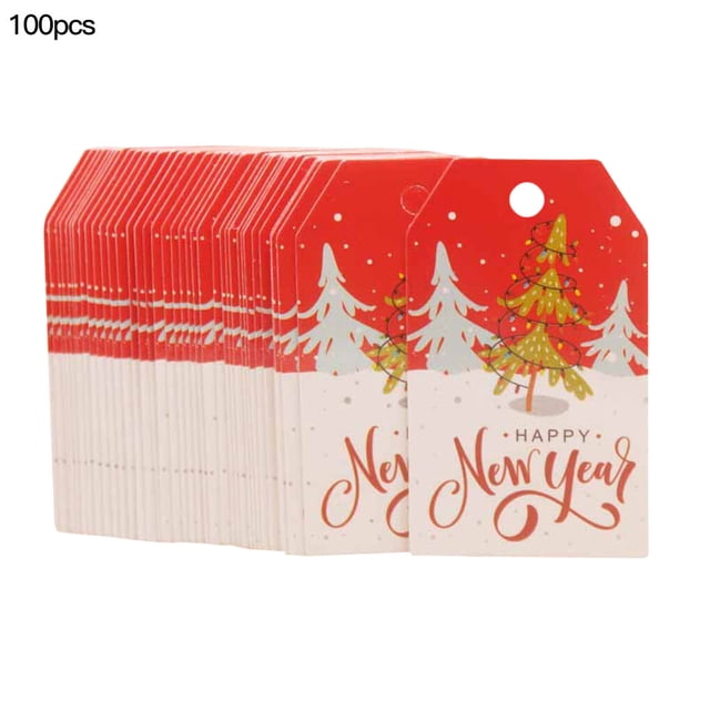 kurtrusly 100pcs Christmas Hangtags Decorative Paper Tags Christmas Tree Labels for Wrapping Decor, Type 5