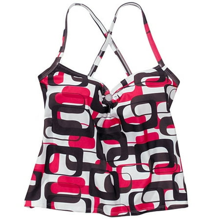 Women's Plus Print O-Ring Tankini Top