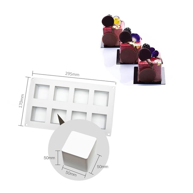 Molde de silicona con 8 cavidades para hornear, bandeja antiadherente para pasteles