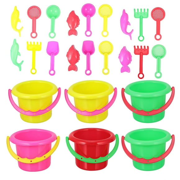 24 Pcs Trumpet Toy Kids Beach Toys Beach Pails Sand Shovel Beach Bucket Foldable Pail Bucket Shovels