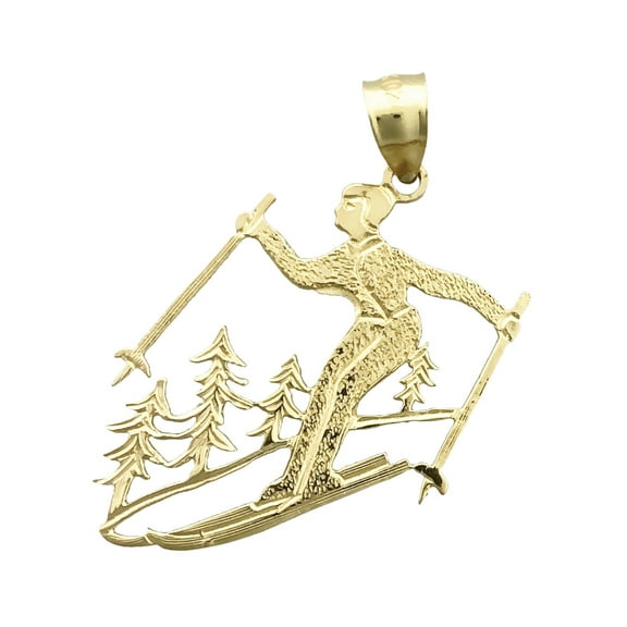 14K Gold Female Snow Skier Pendant