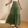 thumbnail image 4 of Clearance under 10$ Sevevn Women Solid Color Fashion Casual Elastic Waist Tie Pocket Ankle Skirt Sales Today Clearance Army Green S, 4 of 8