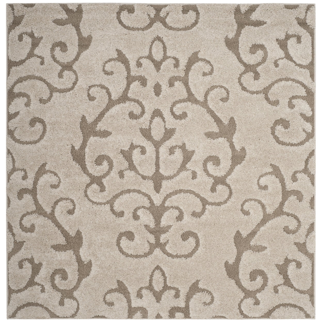 SAFAVIEH Florida Kalina Damask Shag Area Rug, Cream/Beige, 9'6" x 13'