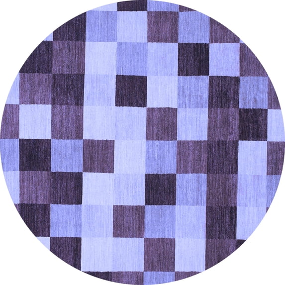 Ahgly Company Indoor Round Abstract Blue Modern Area Rugs, 8' Round