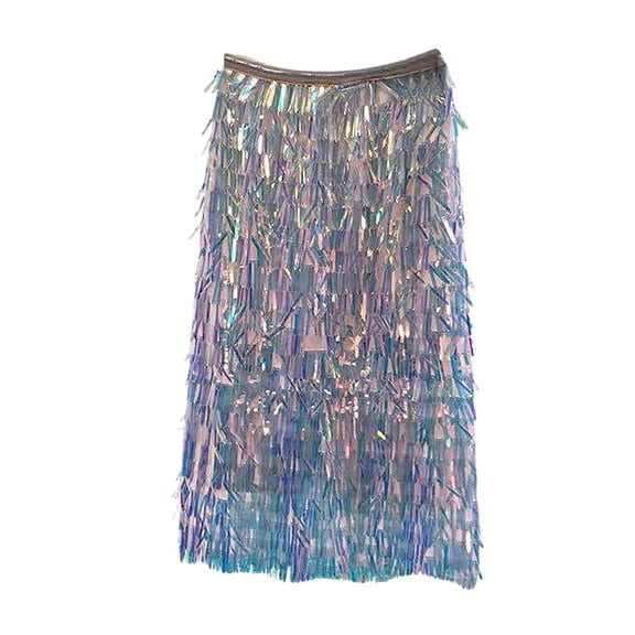 Women's Tennis Skirts Summer Women Fashion Casual Sequins Loose Party High Waist A Line Skirt Pink M