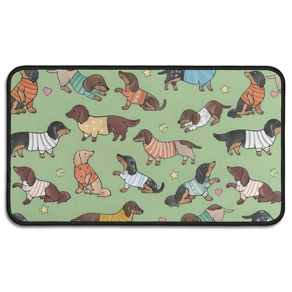 Cute Cartoon Dachshund Door Rugs,Washable Non Slip Door Mats Indoor,Decorative Door Mats,Entry Mat Indoor for Entrance,Bedroom,Kitchen,Bathroom,30"x17"