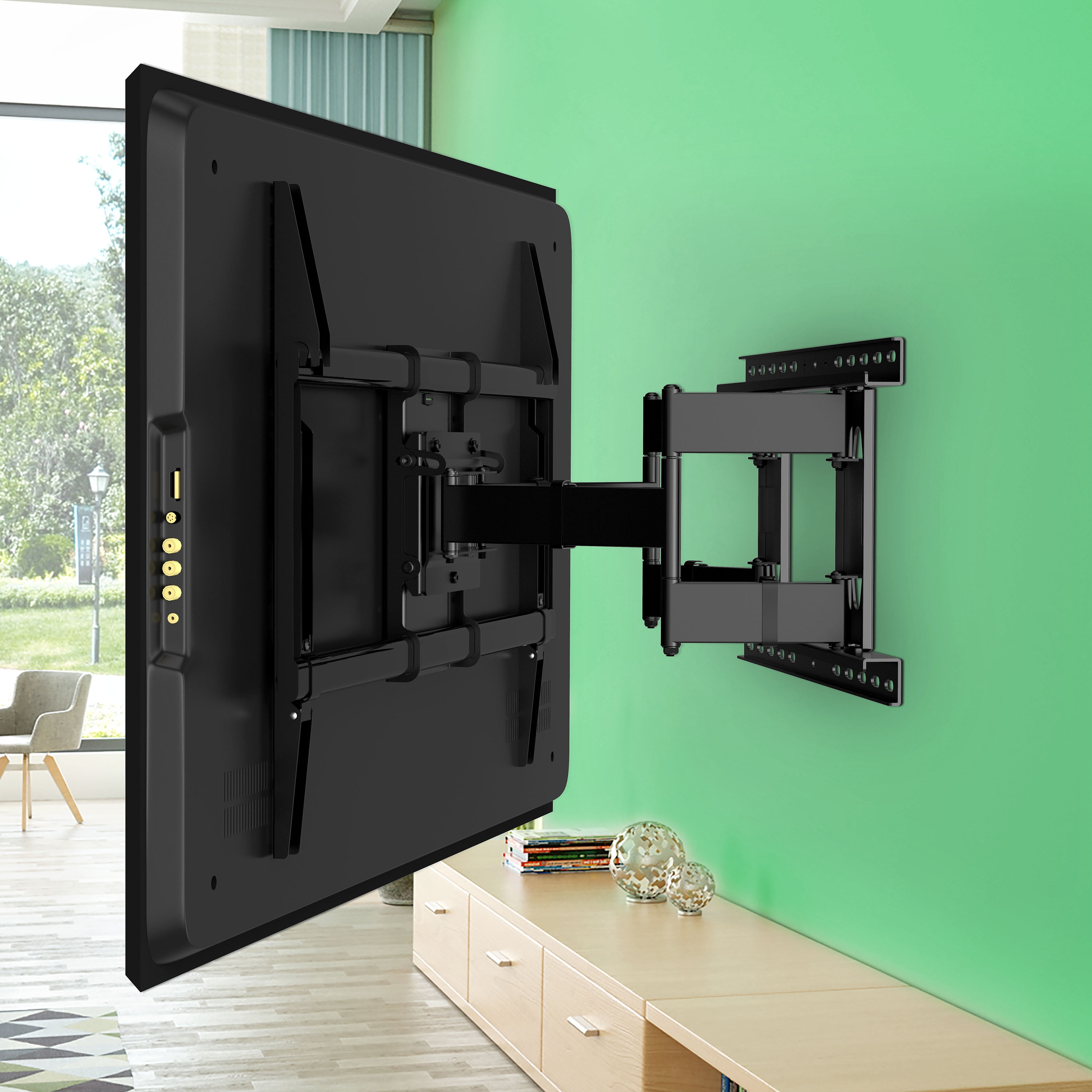 onn Extra-Large Full Motion TV Wall Mount 80"-110", UL Listed, Swivel ±60°, up to +5°/-15° Tilting