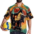 thumbnail image 4 of Retro Dog Men's Casual Poplin Button Down Short Sleeve Hawaiian Beach Shirt, 4 of 6