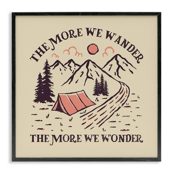 Stupell Industries Wander & Wonder Phrase Landscape & Nature Painting Black Framed Art Print Wall Art, 12 x 12