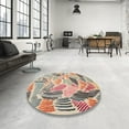 thumbnail image 4 of Ahgly Company Machine Washable Indoor Round Contemporary Deep Peach Orange Area Rugs, 7' Round, 4 of 7