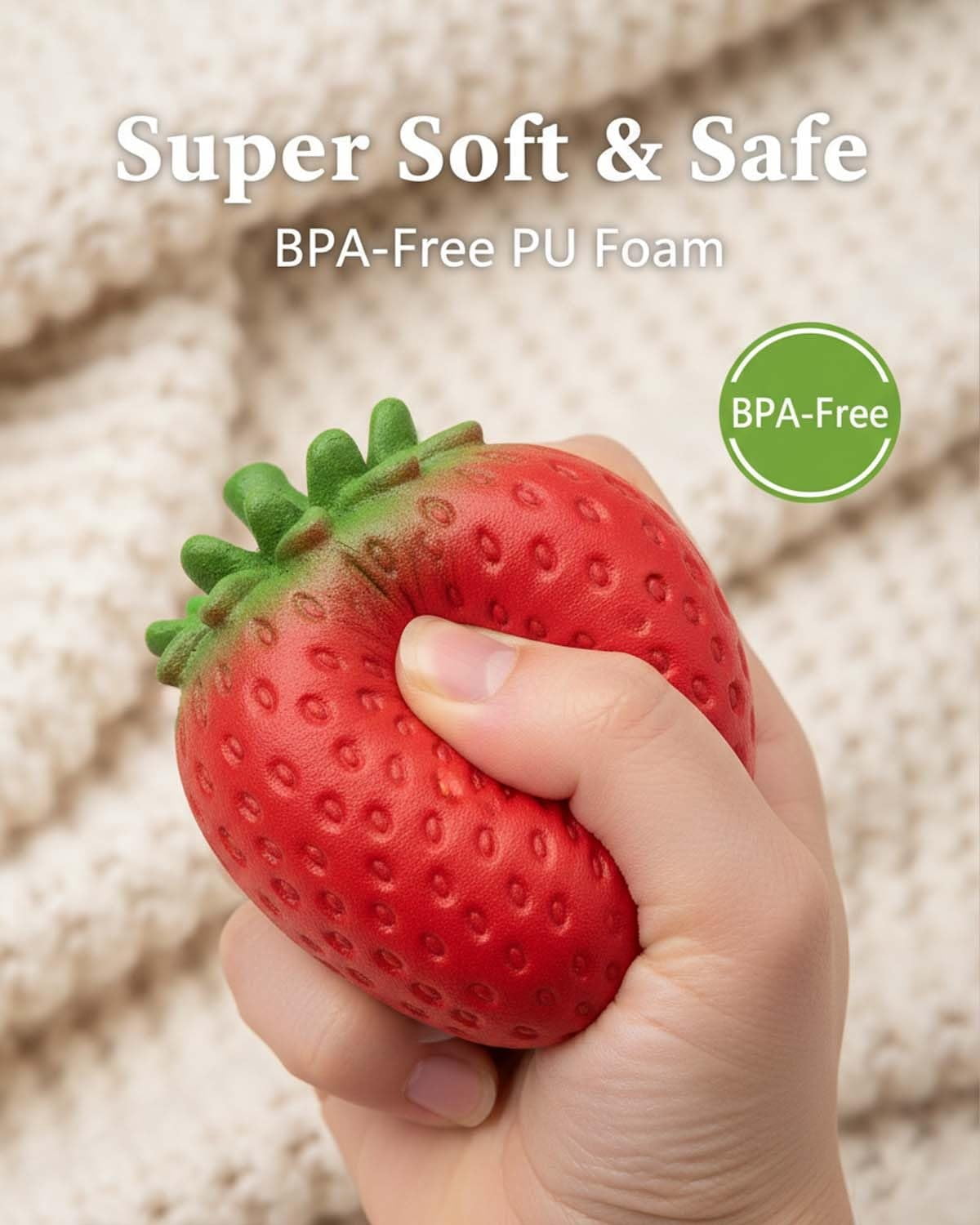 Giant Strawberry Squishy, Classic Slow-Rise Strawberries Squishies, Jumbo Sunny Days Fruit Toys, Big Large Reboun Cute Stress Balls, Desk Party Favors Ideas Gifts Fidget Adults(3.1