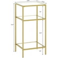 thumbnail image 3 of 3-Tier Side Table, Set of 2 End Tables with Tempered Glass, Nightstands with Storage Shelves, Slim Sofa Table for Living Room, Bedroom (2, Golden), 3 of 8