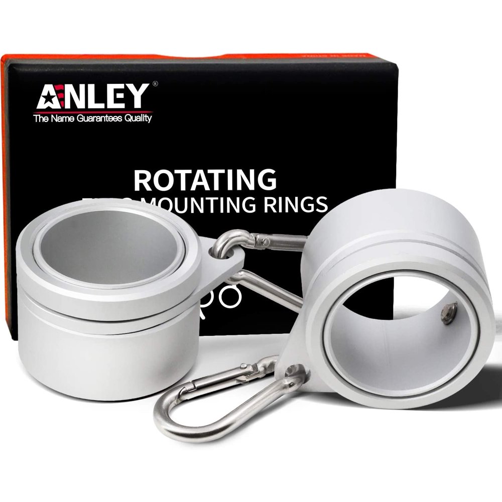 ANLEY Aluminum Flagpole Mounting Rings, 360° Anti Wrap with Carabiner