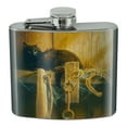 thumbnail image 1 of Barn Black Cat Horseshoe Rustic Western Stainless Steel 5oz Hip Drink Kidney Flask, 1 of 4