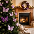 thumbnail image 5 of Lilixerw Purple Glitter Butterfly Clips 10 Pack, Mesh Tulle Artificial Butterflies 11.02x7.28x0.79 inch, for Christmas Tree Wreath Garland Holiday Decoration, 5 of 6