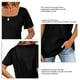 thumbnail image 5 of Manga corta Manga abullonada Cuello cuadrado Moda Casual Versátil Camiseta suelta Blusa, 5 of 6