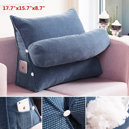 Adjustable Back Wedge Micro Plush Bedrest Cushion Pillow Sofa Bed Office Chair Rest Waist Neck