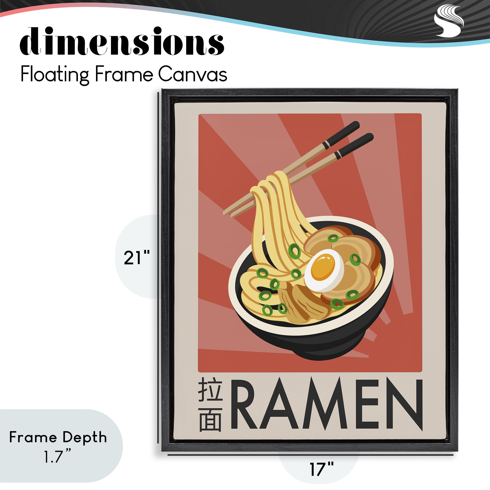 Stupell Industries Iconic Ramen Poster Black Framed Floater Canvas Wall Art, design by Marcus Prime
