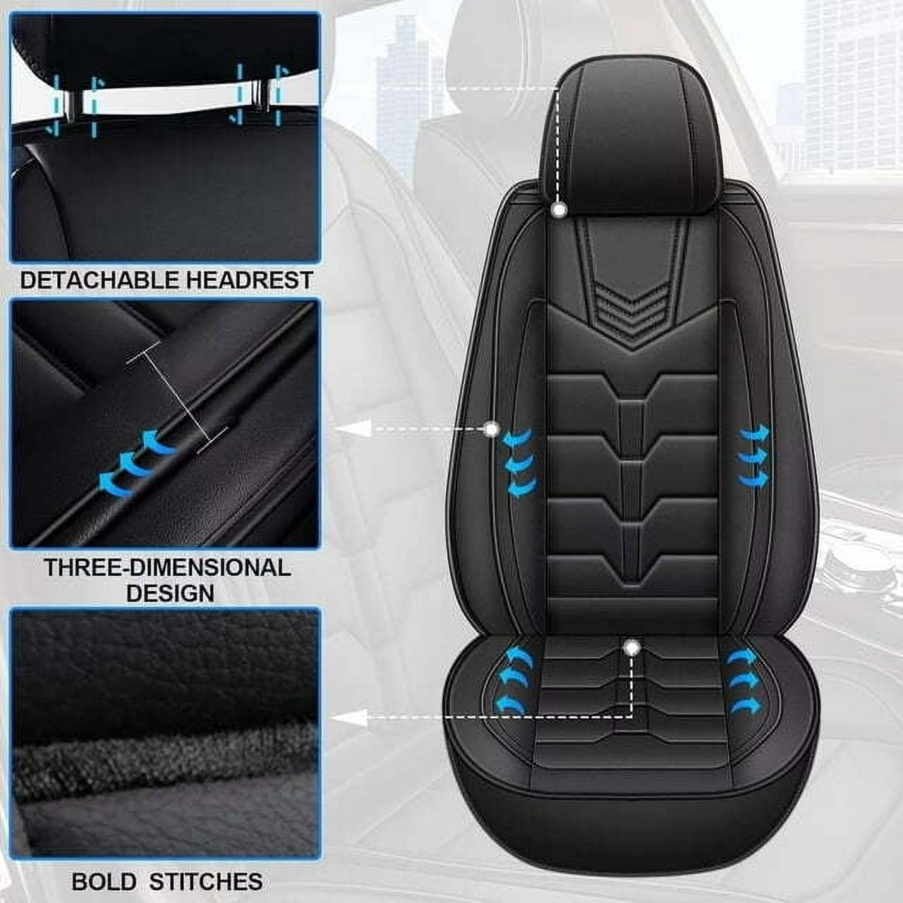 LAONNVIR Full Set Car Seat Covers Fit for Toyota RAV4 2013-2024 2025 Breathable Leather Seat Covers Waterproof Automotive Seat Cushion Protectors(Black,5Seats)