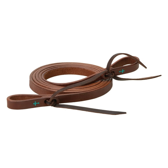 Turquoise Cross 45-0506 Skirting Leather Roper Reins, Medium Oiled