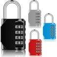 thumbnail image 2 of 4 Pieces Digital Combination Lock Resettable Outdoor Key Padlock with Shackle Luggage Case Safety Protection Gym Door Gate As shown, 2 of 9