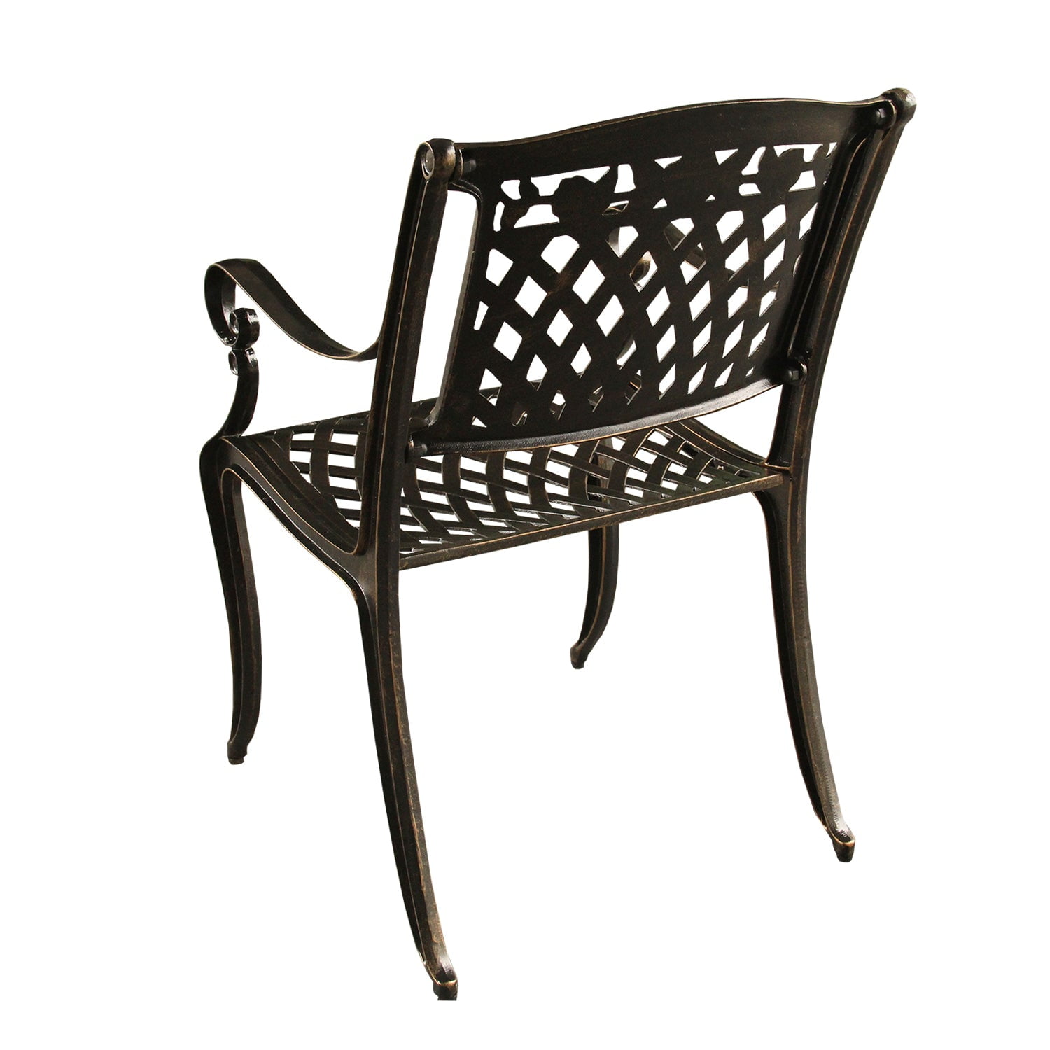 Ornate Traditional Outdoor Cast Aluminum Rose Patio Dining Chair