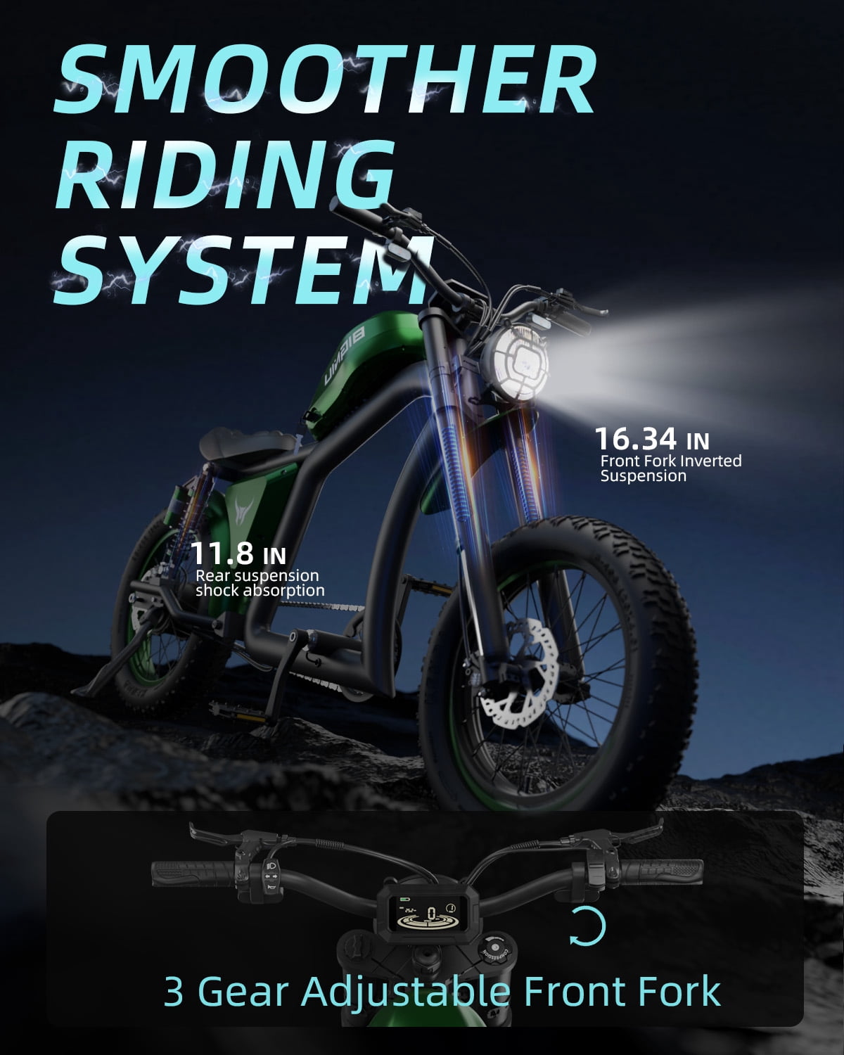 BIGNIU BG-X Electric Bike for Adults,740W Brushless Motor 48V/31.5Ah Up to 40 Miles E-Bike Front/Rear Turn Signal Dual Suspension Ebikes UL2849