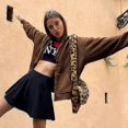 thumbnail image 4 of Women's Hoodie Sweatshirt Zip Up Oversized Casual Long Sleeve Coat 90s Vintage Zip Up Jacket Tracksuit, 4 of 4
