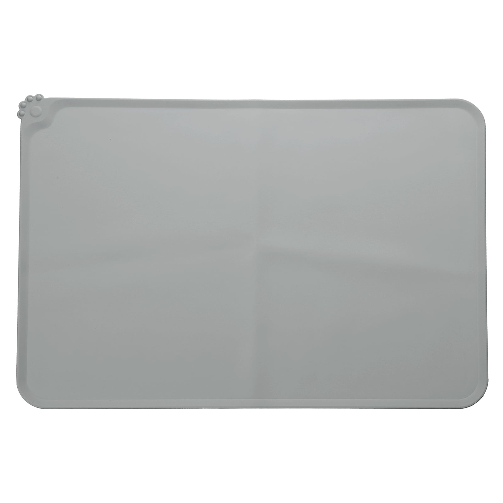 Uxcell Cat Food Mat 22x15 Inch Silicone Pet Feeding Mat Non-Slip Paw Print Style Waterproof Dog Water Bowl Tray Raised Edge Protects Floors (1Pcs Gray) Intended for Pets Bowl/Fountain