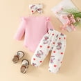 thumbnail image 3 of Baby Girl Clothes Outfit Ruffle Cartoon Elephant Romper Bowknot Print Trousers Pants Clothing Sets for Fall Winter Newborn Infant Baby Girls 0 3 6 9 12 18 Months, 3 of 6