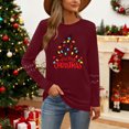 thumbnail image 3 of Christmas Tree Shirt Women Christmas Embroidered Trees Long Sleeve Shirts Gift Xmas Graphic Tee Tops, 3 of 7