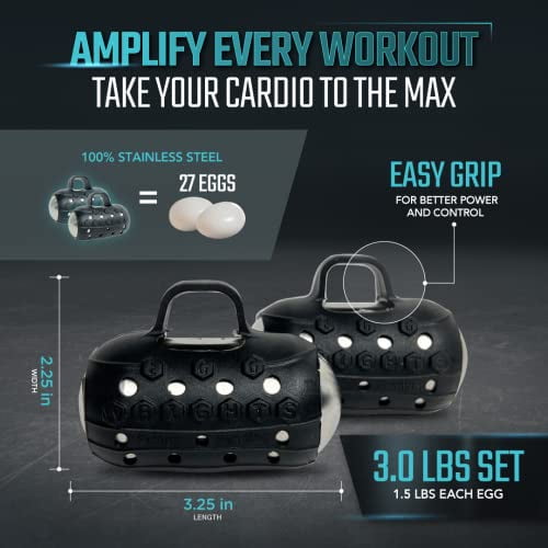 Cardio Max 3.0 lbs. ﻿(with Bag, Black) Ultra-Dense Stainless Steel Hand Weights with Anti-Slip Silicone Finger Loop Set of 2 for Workout, Fitness, Training for Men & Women  Free E-Book Workout Guide
