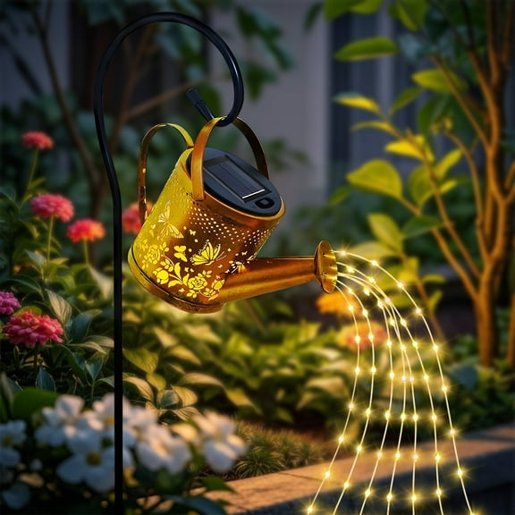 Rirool Solar Watering Can Light - Outdoor Waterproof Hanging Solar Lantern with Butterfly Reflection, Fairy Decorative Lights for Garden, Patio, Porch, Lawn, Auto On/Off at Night
