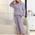 thumbnail image 2 of sususu Womens Lounge Set,Lounge Set Women Solid Casual Striped Flannel Wear Pajamas Set Comfortable Soft Warm Home Outfit Cozy Two Piece Ensemble - Purple, 2 of 3