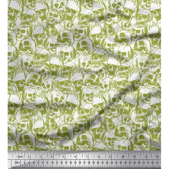 Soimoi Cotton Duck Fabric Horror Skull Halloween Print Fabric by Yard 56 Inch Wide