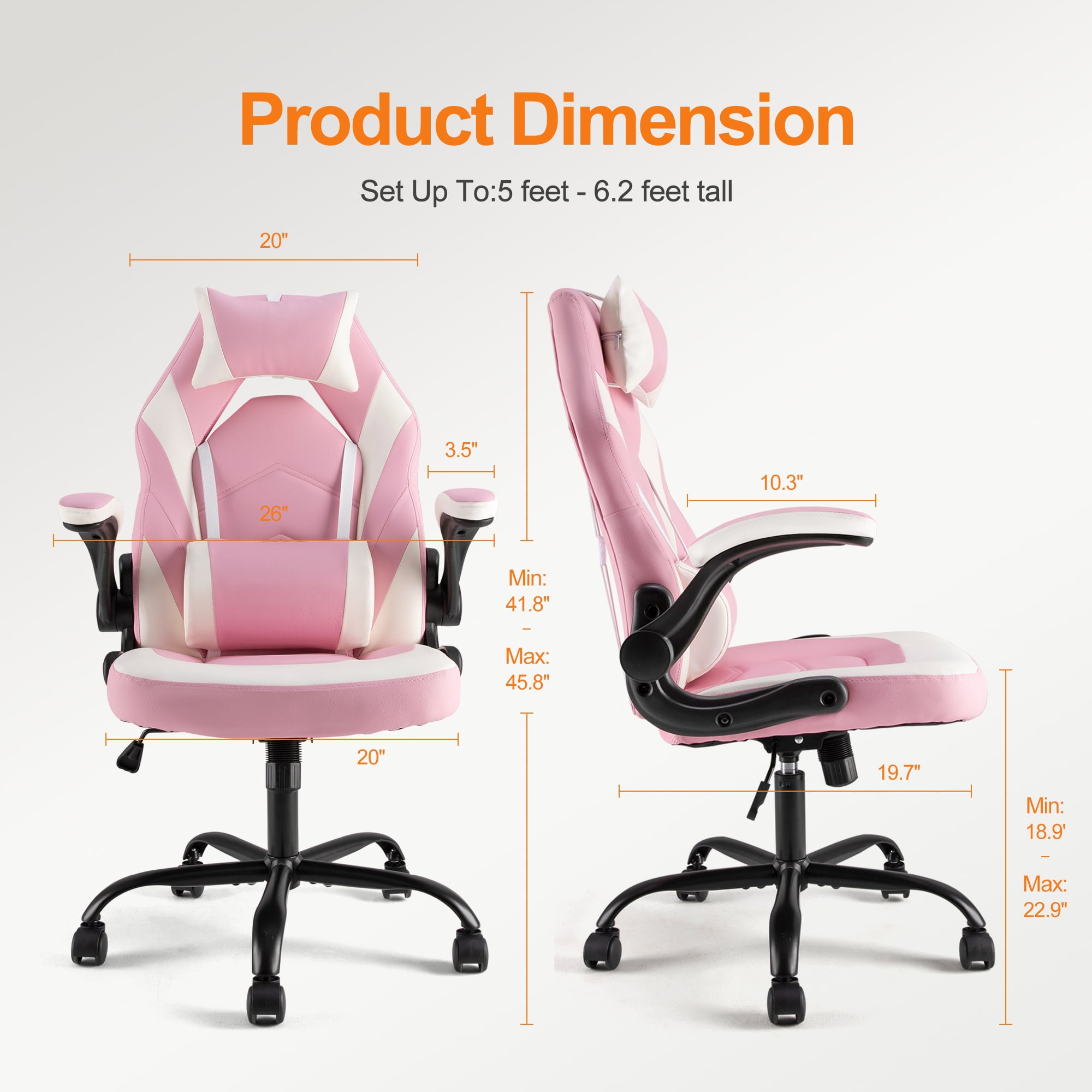 Rimiking High-Back Gaming & Office Chair, Ergonomic Executive Swivel Design with Headrest and Lumbar Support for PC Racing