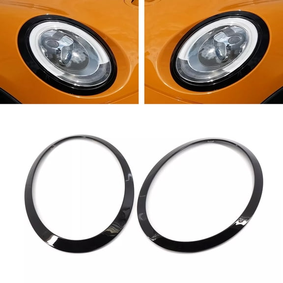 2Pcs Gloss Black Headlight Bezel Trim Ring For Mini Cooper F55 F56 F57 14-21