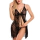 thumbnail image 2 of Camisón de encaje ropa de dormir de encaje dividido patrón de bordado negro transparente cómodo cuello en V profundo para la noche de bodas ANGGREK Otros, 2 of 8