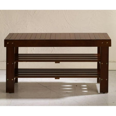 Roundhill Pina Solid Wood Storage Shoe Bench, Multiple Colors